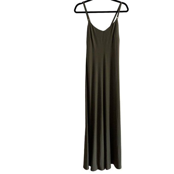 Calvin Klein Dresses & Skirts - Calvin Klein Women 4 Olive Green Stretch Knit V-Neck Spaghetti Straps Maxi Dress